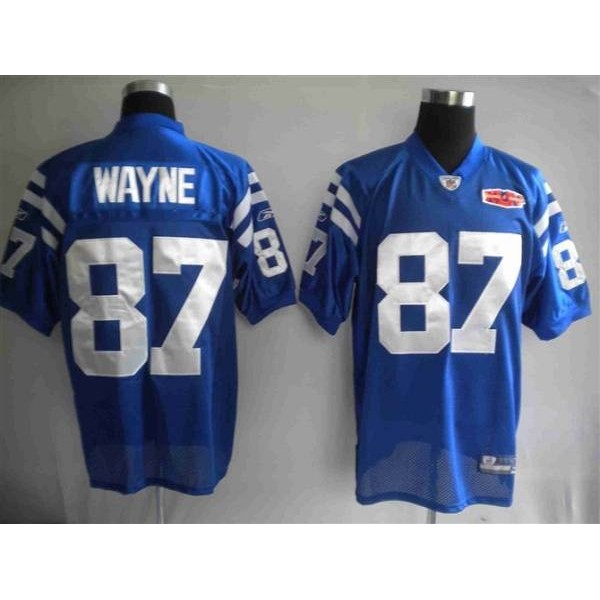 Colts #87 Reggie Wayne Blue With Super Bowl Patch Stitched NFL Jersey