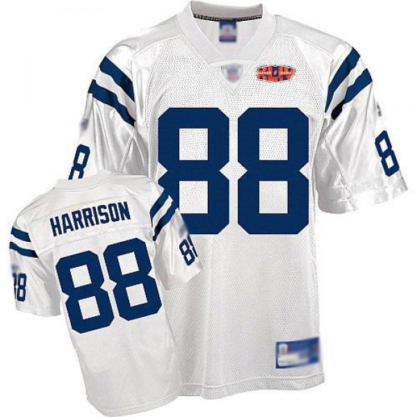 Colts #88 Marvin Harrison White With Super Bowl Patch Stitched NFL Jersey