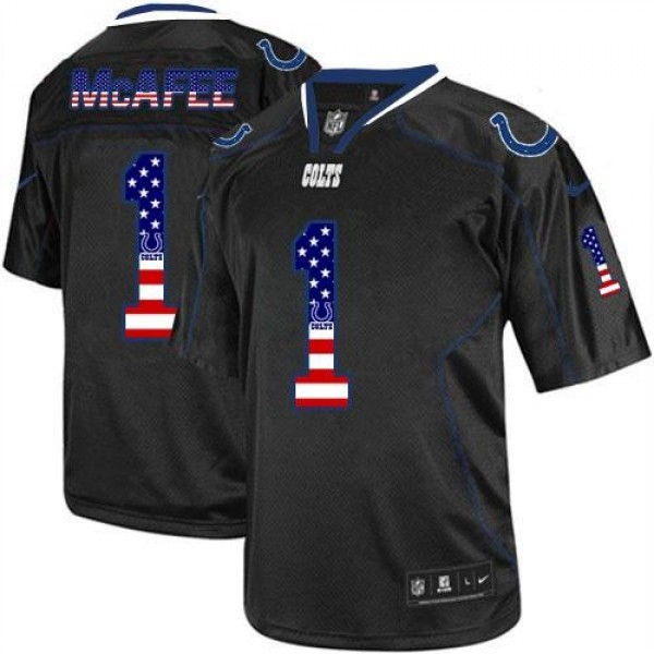 Nike Colts #1 Pat McAfee Black Men's Stitched NFL Elite USA Flag Fashion Jersey
