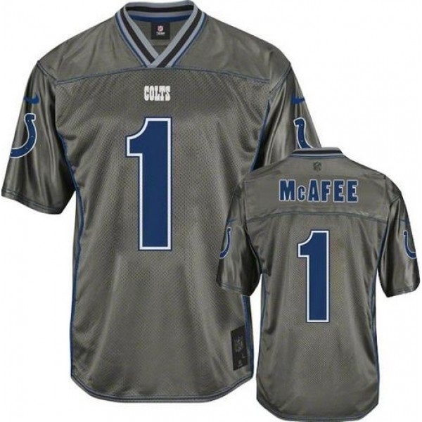 Nike Colts #1 Pat McAfee Grey Men's Stitched NFL Elite Vapor Jersey
