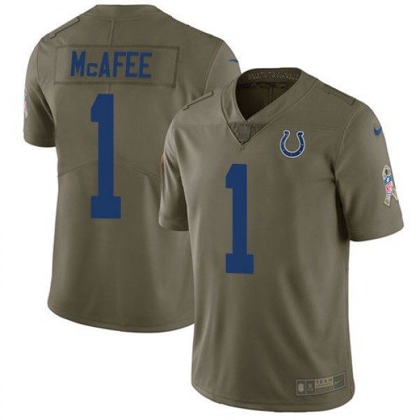 Nike Colts #1 Pat McAfee Olive Men's Stitched NFL Limited 2017 Salute to Service Jersey