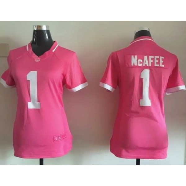 Women's Colts #1 Pat McAfee Pink Stitched NFL Elite Bubble Gum Jersey
