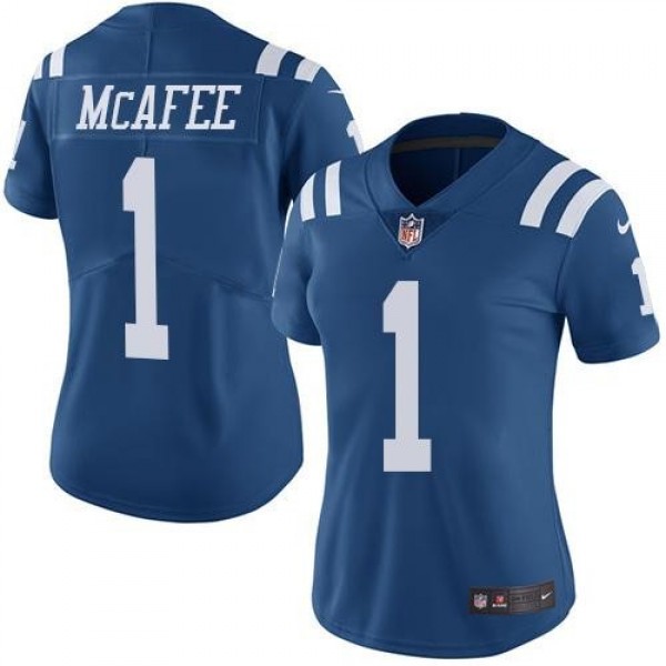 Women's Colts #1 Pat McAfee Royal Blue Stitched NFL Limited Rush Jersey
