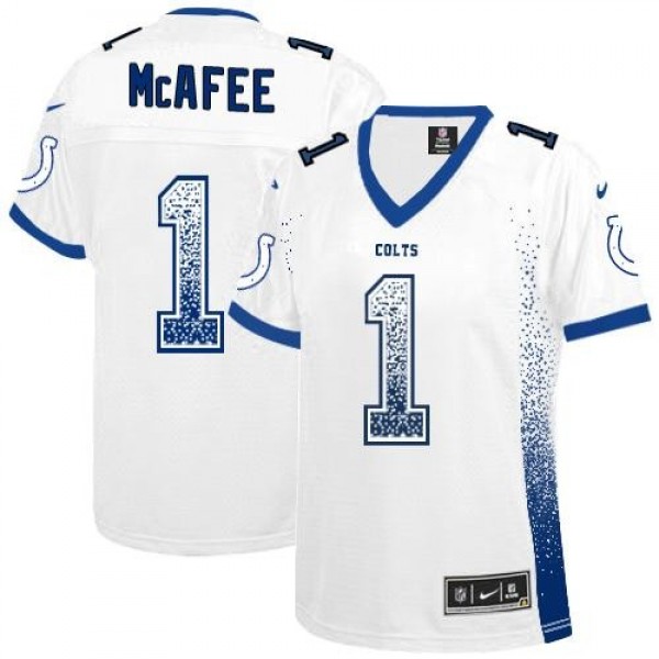 Women's Colts #1 Pat McAfee White Stitched NFL Elite Drift Jersey