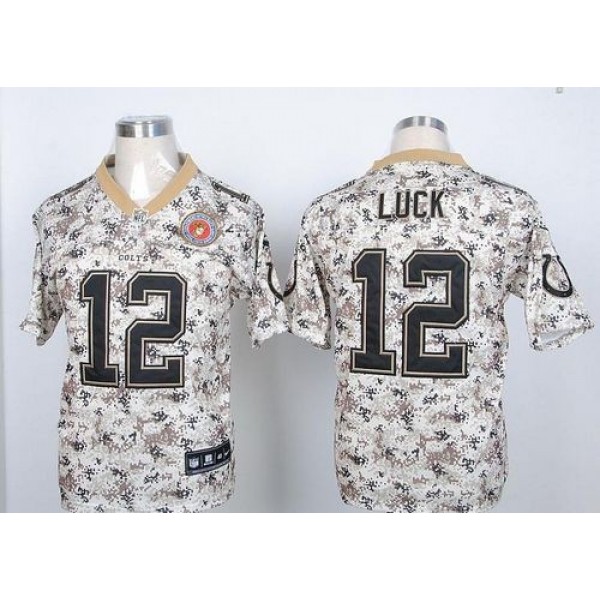 Nike Colts #12 Andrew Luck Camo USMC Men's Stitched NFL Elite Jersey