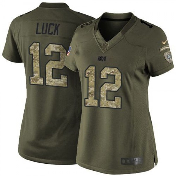 Women's Colts #12 Andrew Luck Green Stitched NFL Limited Salute to Service Jersey