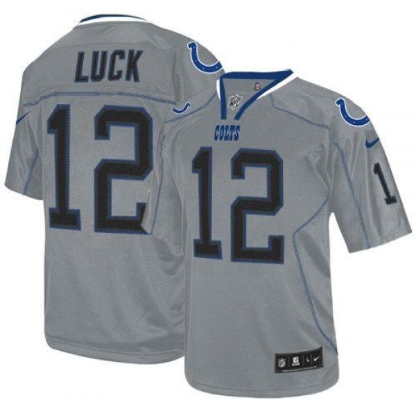 Nike Colts #12 Andrew Luck Lights Out Grey Men's Stitched NFL Elite Jersey
