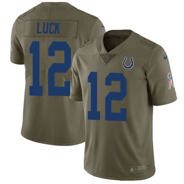 Nike Colts #12 Andrew Luck Olive Men's Stitched NFL Limited 2017 Salute to Service Jersey
