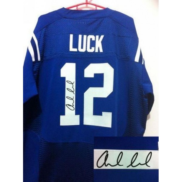 Nike Colts #12 Andrew Luck Royal Blue Team Color Men's Stitched NFL Elite Autographed Jersey
