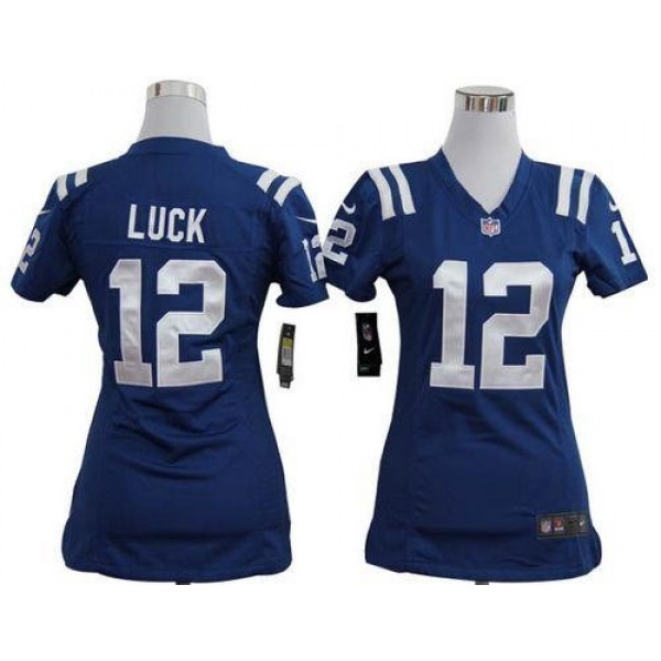 Women's Colts #12 Andrew Luck Royal Blue Team Color Stitched NFL Elite Jersey