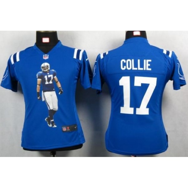 Women's Colts #17 Austin Collie Royal Blue Team Color Portrait NFL Game Jersey