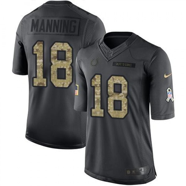Nike Colts #18 Peyton Manning Black Men's Stitched NFL Limited 2016 Salute to Service Jersey