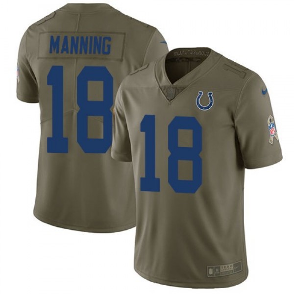 Nike Colts #18 Peyton Manning Olive Men's Stitched NFL Limited 2017 Salute to Service Jersey