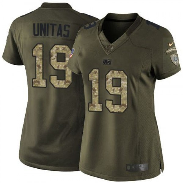 Women's Colts #19 Johnny Unitas Green Stitched NFL Limited Salute to Service Jersey