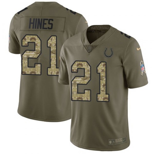Nike Colts #21 Nyheim Hines Olive/Camo Men's Stitched NFL Limited 2017 Salute To Service Jersey