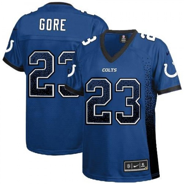 Women's Colts #23 Frank Gore Royal Blue Team Color Stitched NFL Elite Drift Jersey