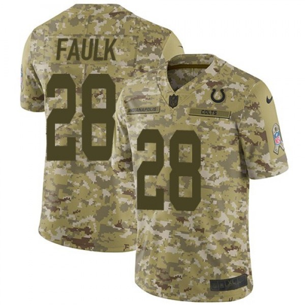 Nike Colts #28 Marshall Faulk Camo Men's Stitched NFL Limited 2018 Salute To Service Jersey
