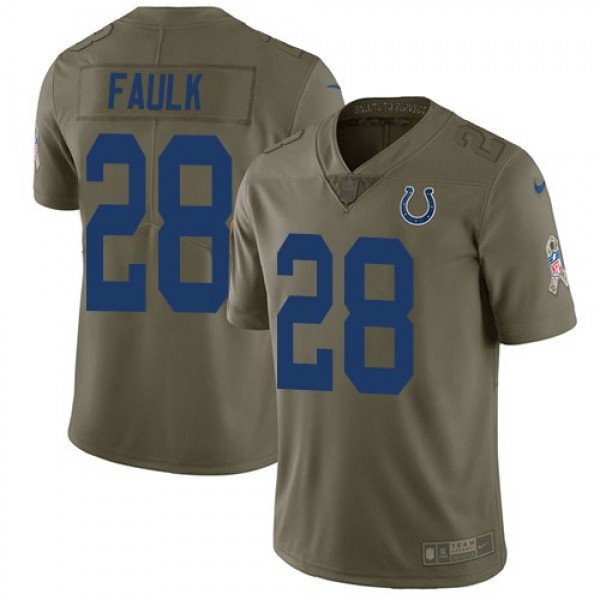 Nike Colts #28 Marshall Faulk Olive Men's Stitched NFL Limited 2017 Salute To Service Jersey