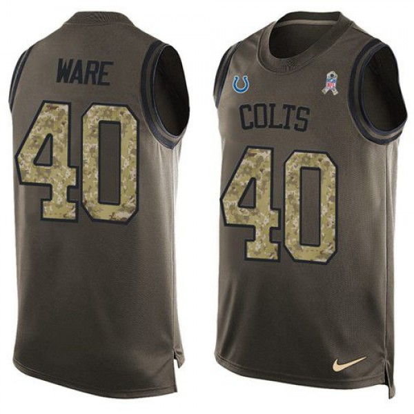 Nike Colts #40 Spencer Ware Green Men's Stitched NFL Limited Salute To Service Tank Top Jersey