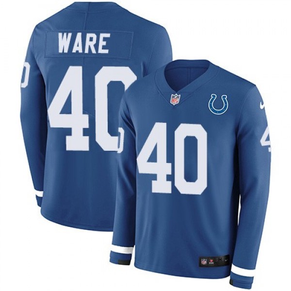 Nike Colts #40 Spencer Ware Royal Blue Team Color Men's Stitched NFL Limited Therma Long Sleeve Jersey