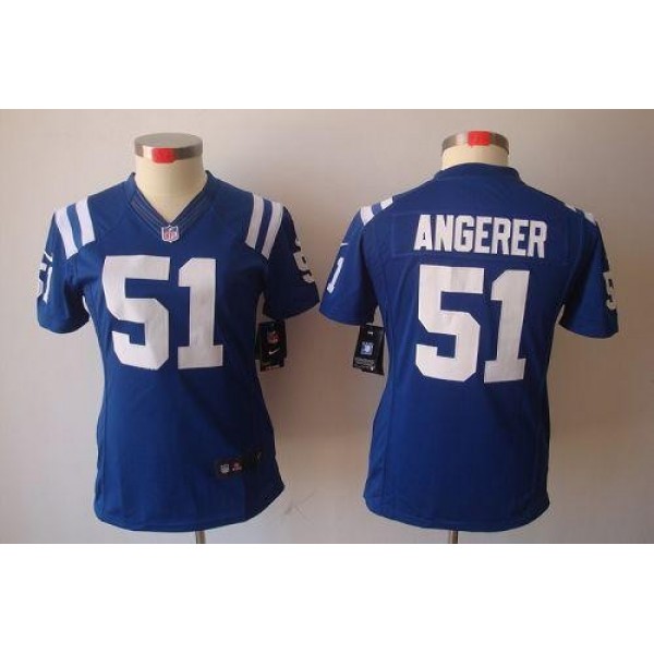 Women's Colts #51 Pat Angerer Royal Blue Team Color Stitched NFL Limited Jersey