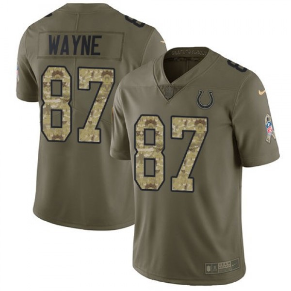 Nike Colts #87 Reggie Wayne Olive/Camo Men's Stitched NFL Limited 2017 Salute To Service Jersey