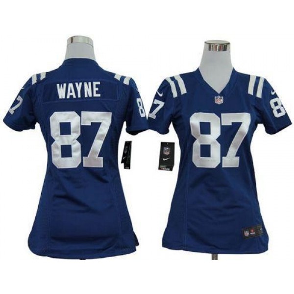 Women's Colts #87 Reggie Wayne Royal Blue Team Color Stitched NFL Elite Jersey