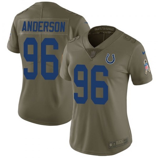 Women's Colts #96 Henry Anderson Olive Stitched NFL Limited 2017 Salute to Service Jersey