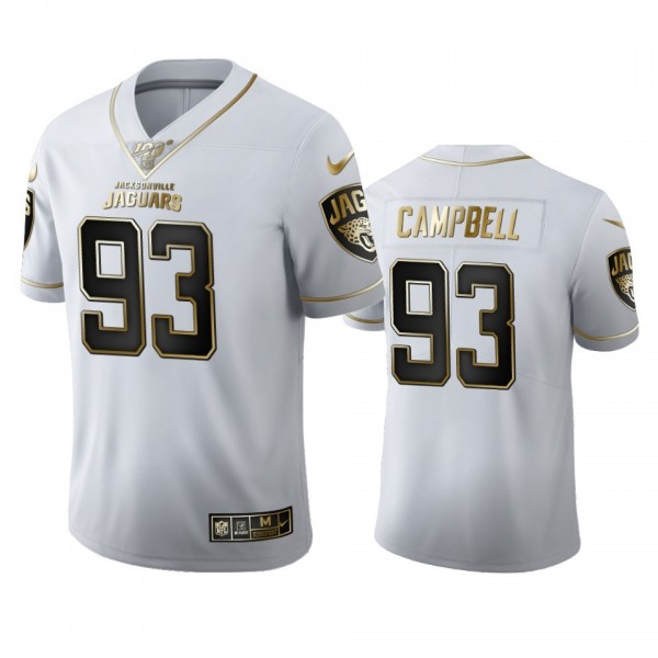 Jacksonville Jaguars #93 Calais Campbell Men's Nike White Golden Edition Vapor Limited NFL 100 Jersey