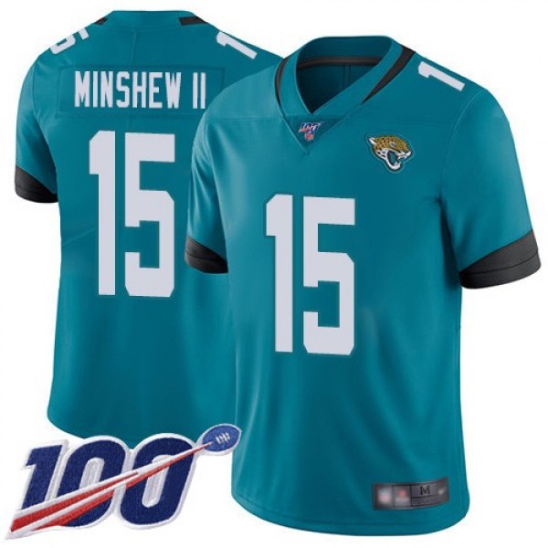 Nike Jaguars #15 Gardner Minshew II Teal Green Alternate Men's Stitched NFL 100th Season Vapor Limited Jersey