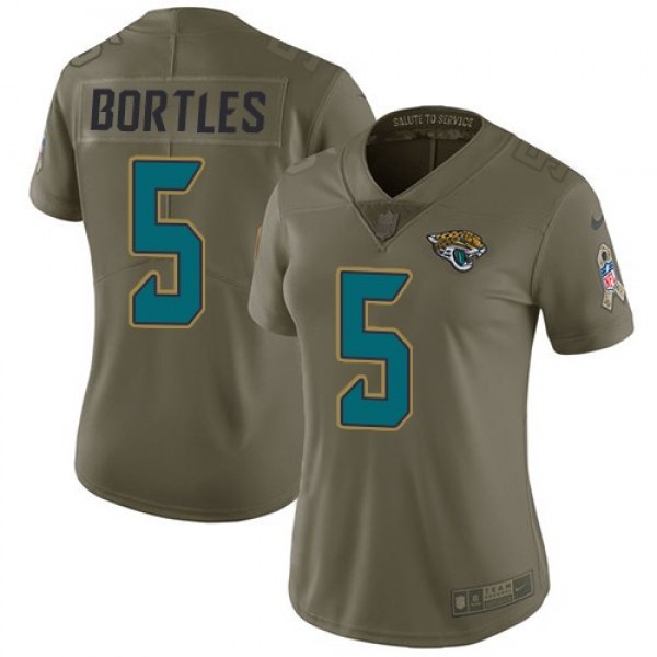 Women's Jaguars #5 Blake Bortles Olive Stitched NFL Limited 2017 Salute to Service Jersey