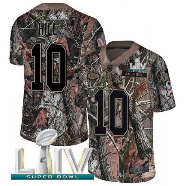 Nike Chiefs #10 Tyreek Hill Camo Super Bowl LIV 2020 Men's Stitched NFL Limited Rush Realtree Jersey