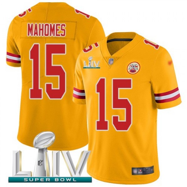 Nike Chiefs #15 Patrick Mahomes Gold Super Bowl LIV 2020 Men's Stitched NFL Limited Inverted Legend Jersey