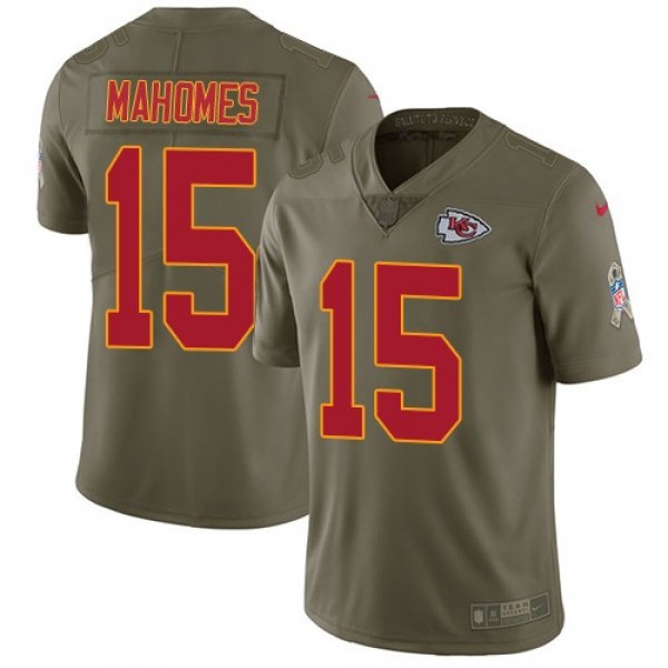 Nike Chiefs #15 Patrick Mahomes Olive Men's Stitched NFL Limited 2017 Salute to Service Jersey