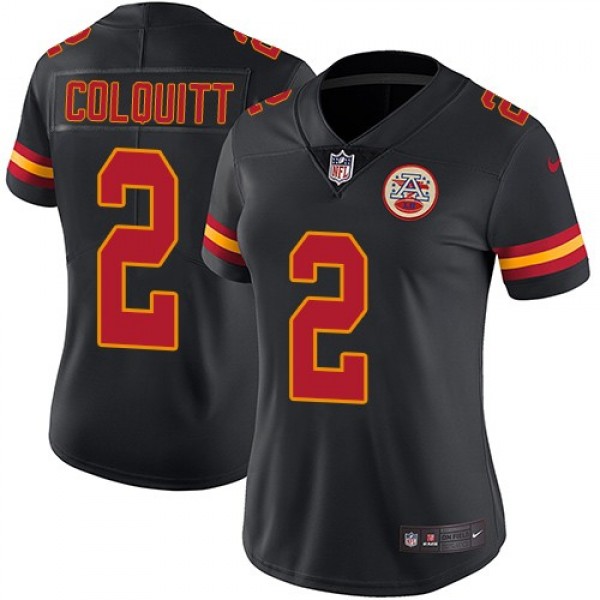 Women's Chiefs #2 Dustin Colquitt Black Stitched NFL Limited Rush Jersey