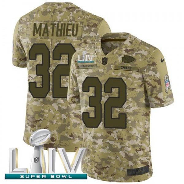 Nike Chiefs #32 Tyrann Mathieu Camo Super Bowl LIV 2020 Men's Stitched NFL Limited 2018 Salute To Service Jersey