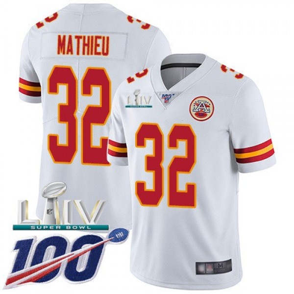 Nike Chiefs #32 Tyrann Mathieu White Super Bowl LIV 2020 Men's Stitched NFL 100th Season Vapor Untouchable Limited Jersey