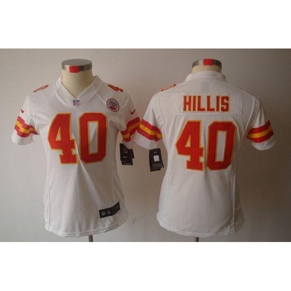 Women's Chiefs #40 Peyton Hillis White Stitched NFL Limited Jersey