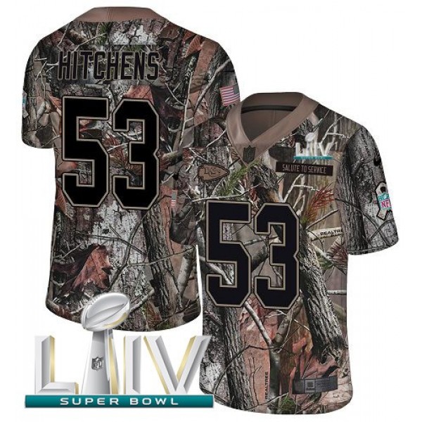 Nike Chiefs #53 Anthony Hitchens Camo Super Bowl LIV 2020 Men's Stitched NFL Limited Rush Realtree Jersey