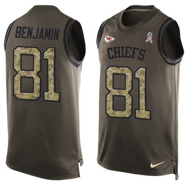 Nike Chiefs #81 Kelvin Benjamin Green Men's Stitched NFL Limited Salute To Service Tank Top Jersey