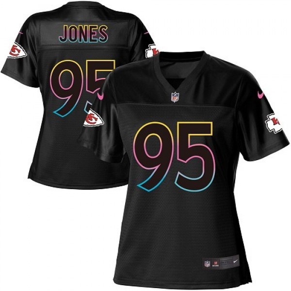 Women's Chiefs #95 Chris Jones Black NFL Game Jersey