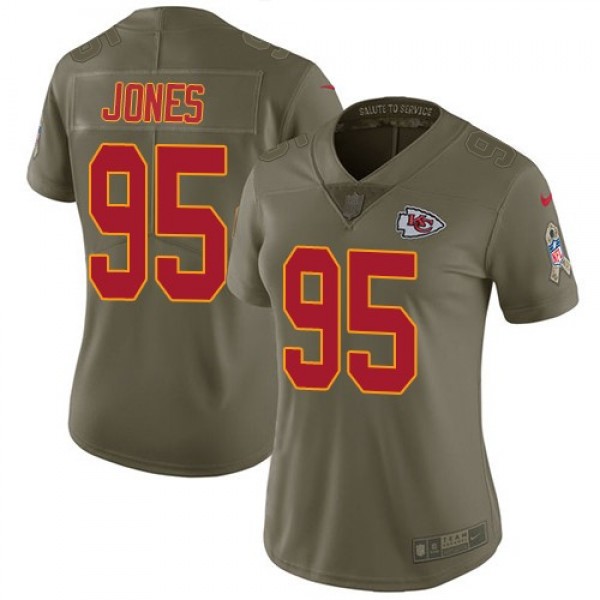 Women's Chiefs #95 Chris Jones Olive Stitched NFL Limited 2017 Salute to Service Jersey
