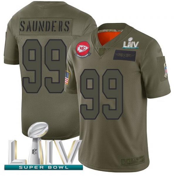 Nike Chiefs #99 Khalen Saunders Camo Super Bowl LIV 2020 Men's Stitched NFL Limited 2019 Salute To Service Jersey