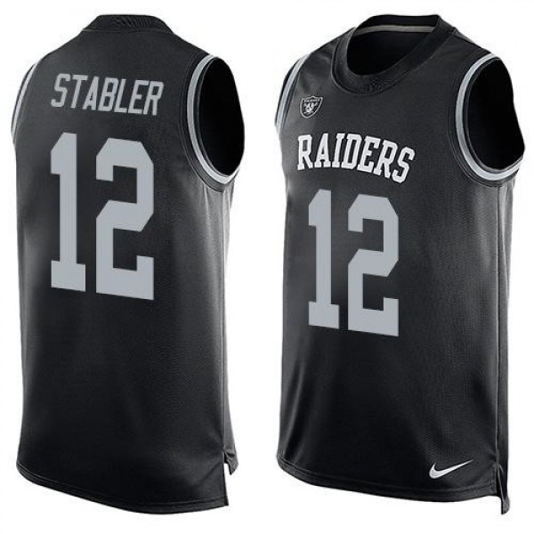 Nike Raiders #12 Kenny Stabler Black Team Color Men's Stitched NFL Limited Tank Top Jersey
