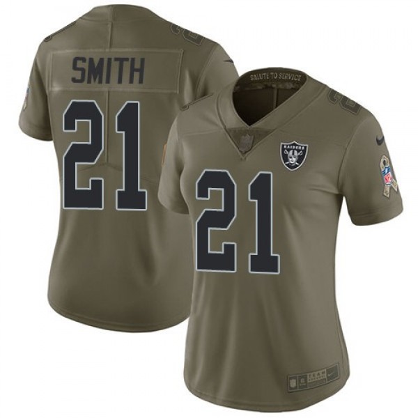 Women's Raiders #21 Sean Smith Olive Stitched NFL Limited 2017 Salute to Service Jersey