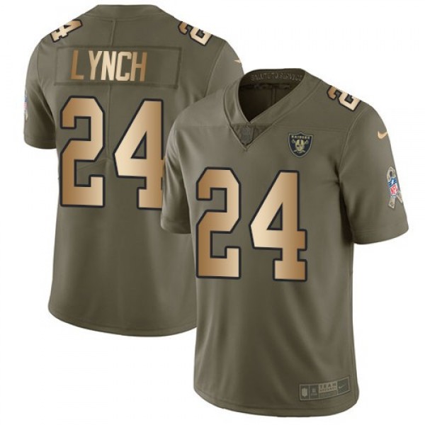 Nike Raiders #24 Marshawn Lynch Olive/Gold Men's Stitched NFL Limited 2017 Salute To Service Jersey