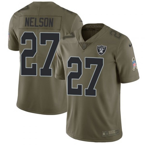 Nike Raiders #27 Reggie Nelson Olive Men's Stitched NFL Limited 2017 Salute To Service Jersey