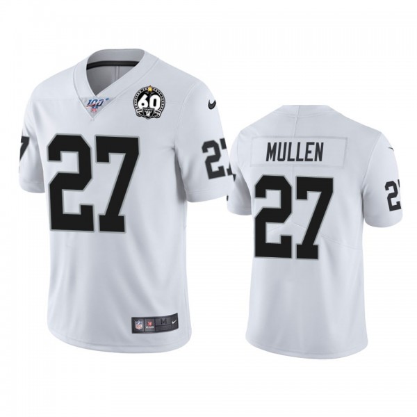 Nike Raiders #27 Trayvon Mullen White 60th Anniversary Vapor Limited Stitched NFL 100th Season Jersey