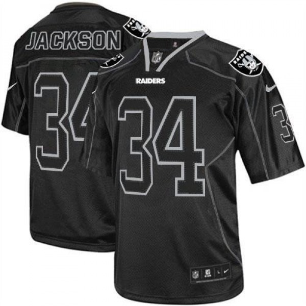 Nike Raiders #34 Bo Jackson Lights Out Black Men's Stitched NFL Elite Jersey