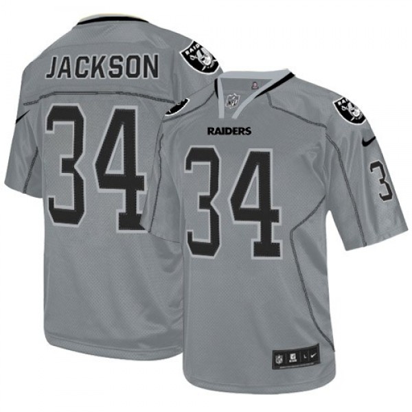 Nike Raiders #34 Bo Jackson Lights Out Grey Men's Stitched NFL Elite Jersey